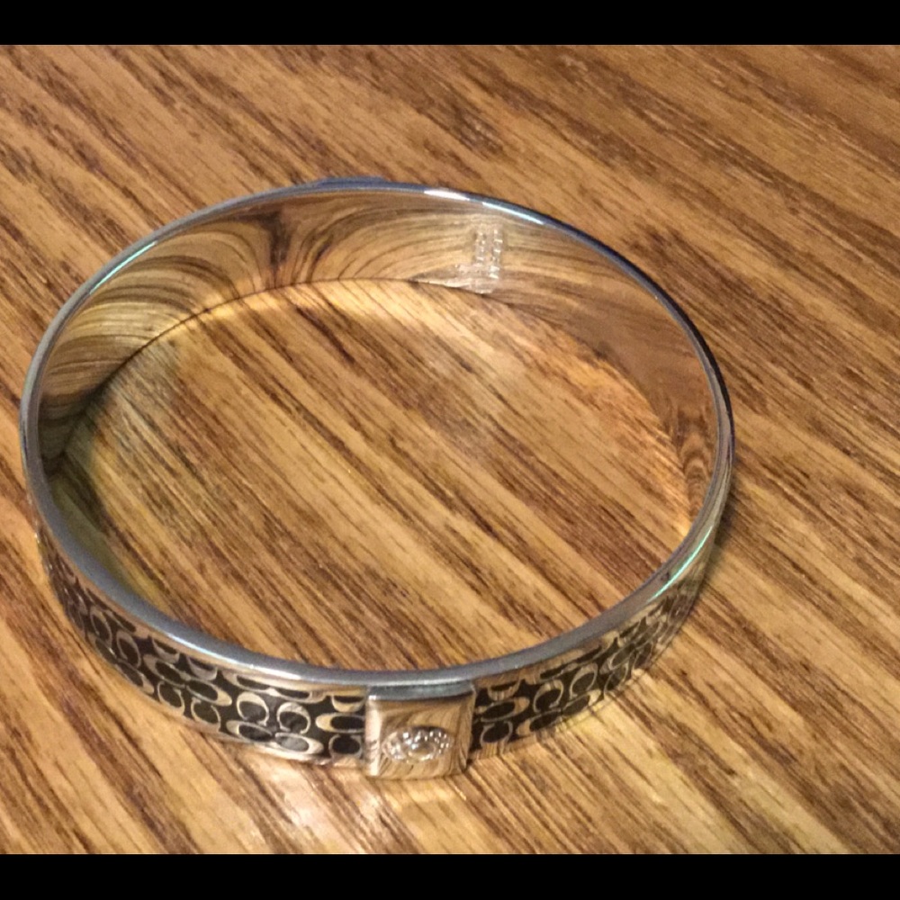 Coach Silver & Black 1/2” Bangle Bracelet